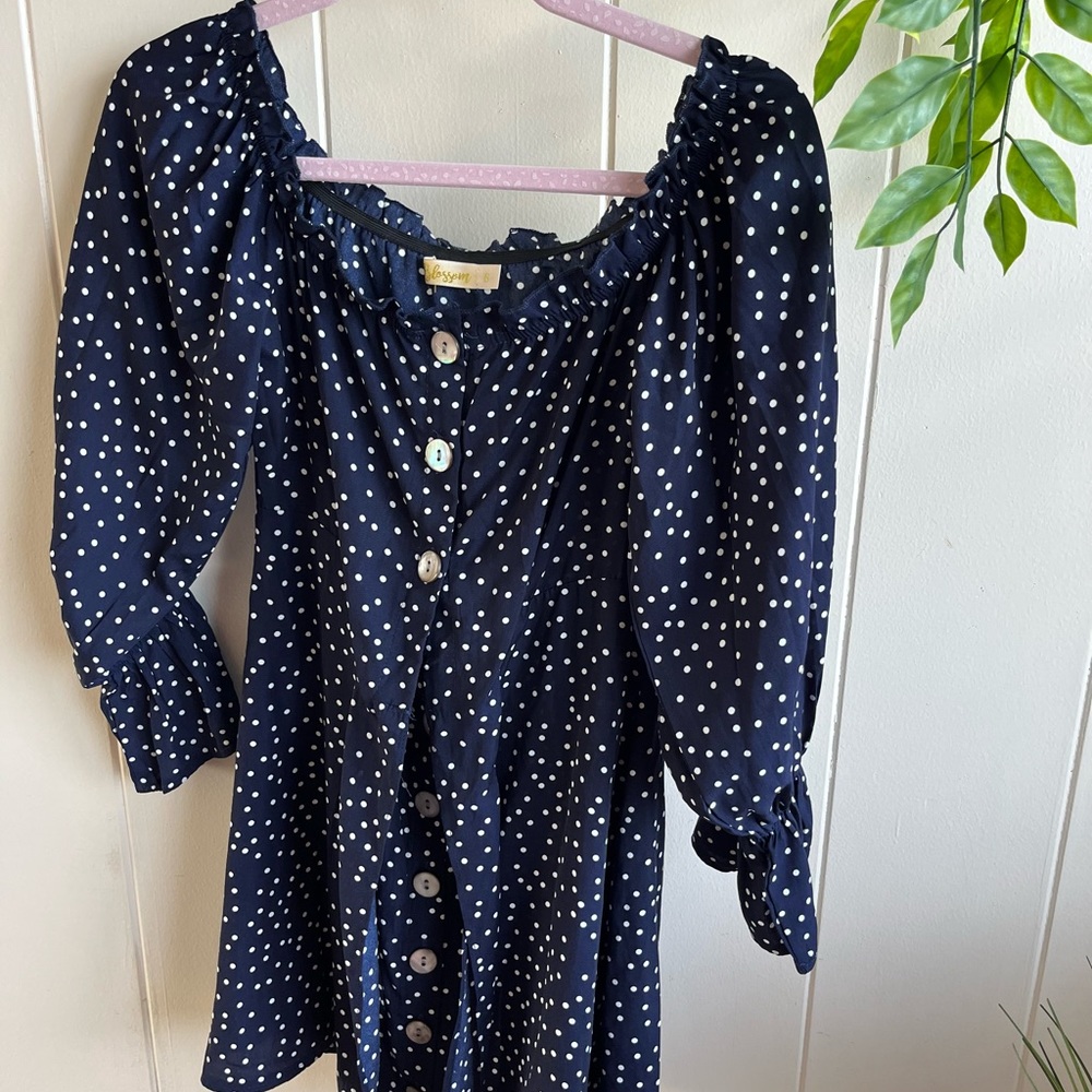 Blue/white polka dotted dress - Picture 14 of 14